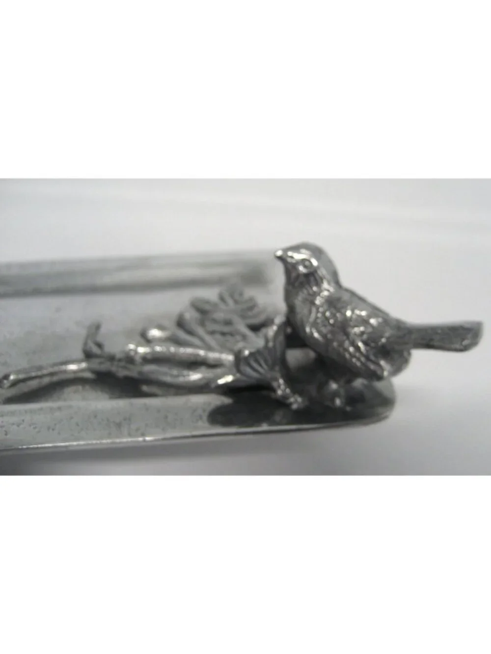 Charcuterie Cheese Tray Pewter Rectangular Raised Bird & Floral Design 17